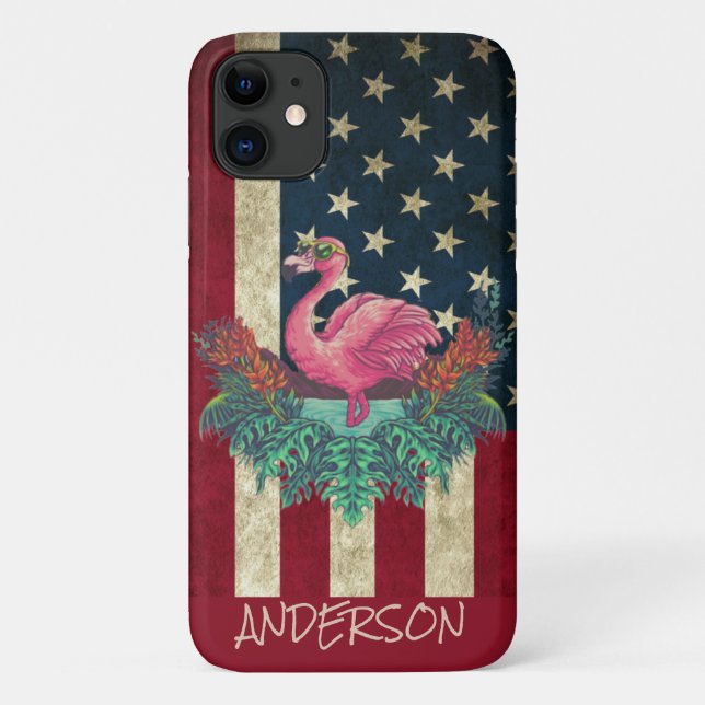 Personalized Pink Flamingo  Case-Mate iPhone Case (Back)