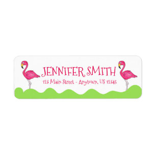 Personalized Pink Flamingo Flamingos Address Label