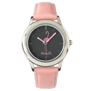 Personalized Pink Flamingo Girl's Watch