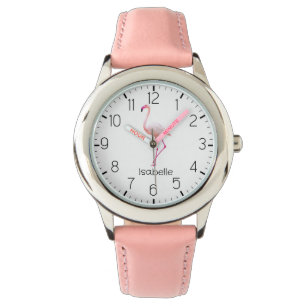Personalized Pink Flamingo Girl's Watch