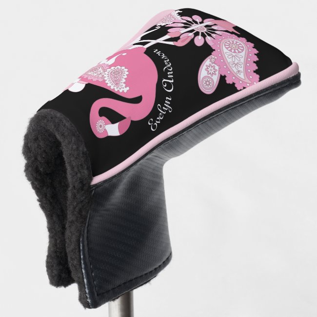 Personalized Pink Flamingo Girly Cute Black