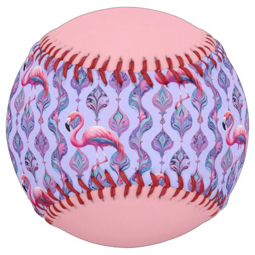 Personalized Pink Flamingo Paisley Pattern Softball