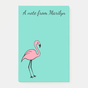 Personalized Pink Flamingo Post It Notes Gift