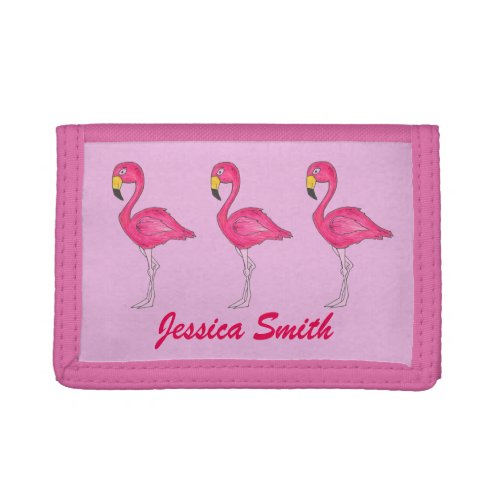 Personalized Pink Flamingo Tropical Bird Paradise Tri_fold Wallet