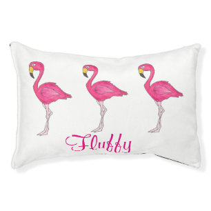 Personalized Pink Flamingo Tropical Bird Pet Bed