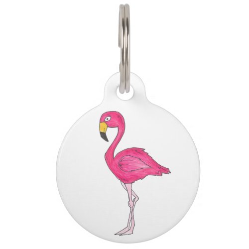 Personalized Pink Flamingo Tropical Island Bird Pet Name Tag