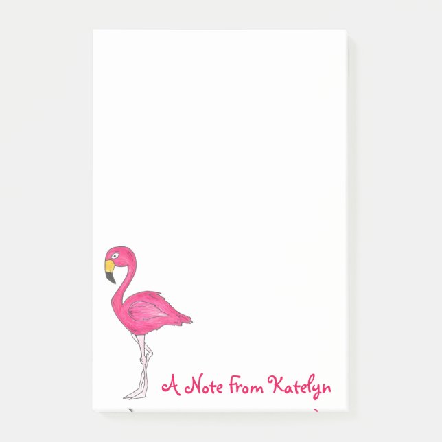 Personalized Pink Flamingo Tropical Island Bird Post-it Notes (Front)