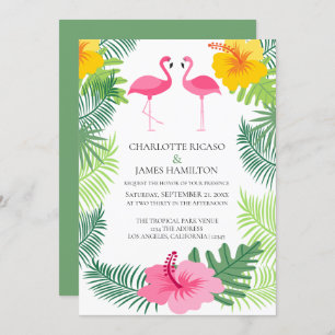 Personalized Pink Flamingo Tropical Wedding Invitation
