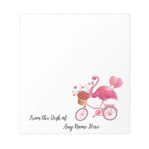 Personalized Pink Flamingo with Hearts Notepad