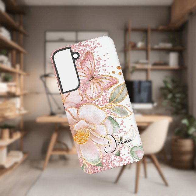 Personalized Pink Floral and Butterfly Phone Case (Creator Uploaded)