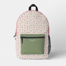 Personalized Pink Floral and Gingham Backpack