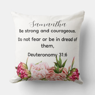 Personalized pink floral bible verse Christian Throw Pillow