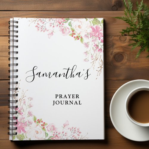 Personalized  Pink floral  Bible Verse  Journal