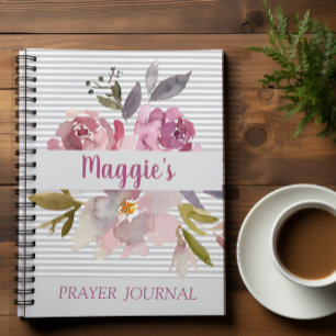Personalized Pink floral Bible Verse Spiral Notebook