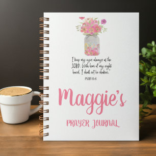 Personalized Pink floral Bible Verse Spiral Notebook