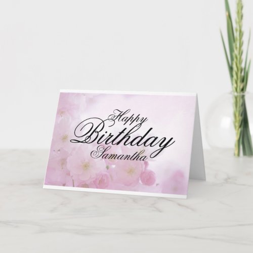 Personalized Pink Floral Birthday Card