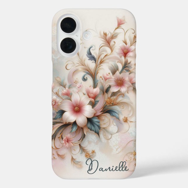 Personalized pink floral Case-Mate iPhone case (Back)