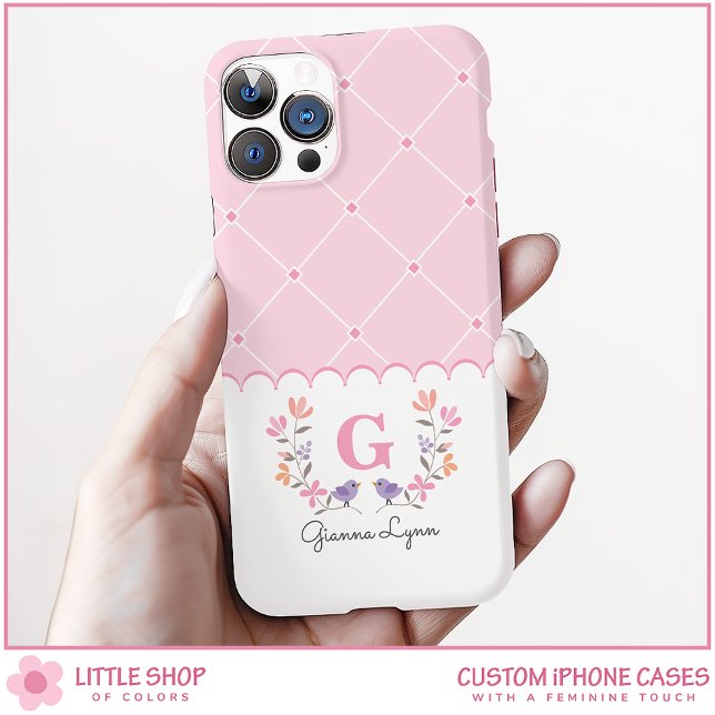 Personalized Pink Floral Case-Mate iPhone Case (Creator Uploaded)