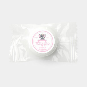 Personalized Pink floral cute Elephant Baby Shower Life Saver® Mints