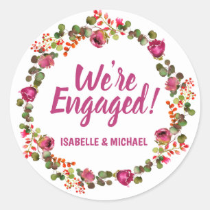 Personalized Pink Floral Engagement Envelope Seals