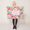 Personalized pink floral fleece baby blanket