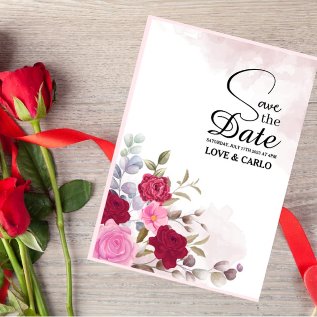 Personalized Pink Floral Flower Wedding Invitation (Creator Uploaded)