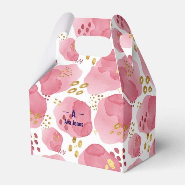 Personalized Pink Floral Gift Box – Custom Name Bl (Front Side)