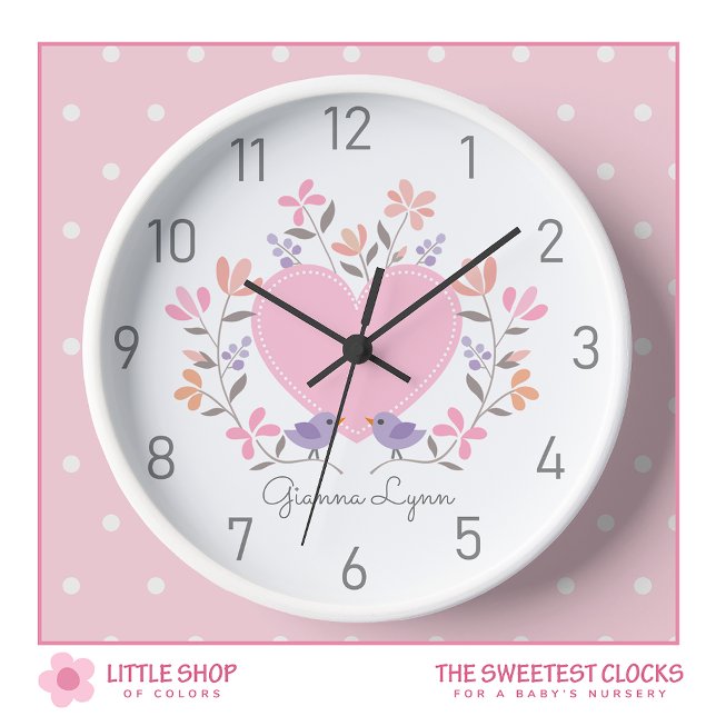Personalized Pink Floral Girls Clock (Creator Uploaded)