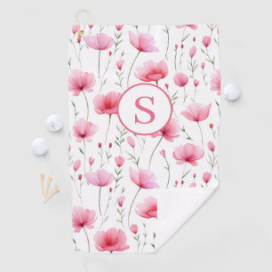 Personalized Pink Floral Golf Towel
