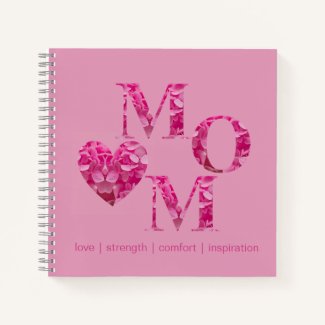 Personalized Pink Floral Heart MOM Letters Circle
