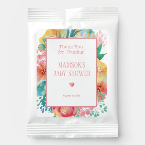 Personalized Pink Floral Heart Shower Favors Hot Chocolate Drink Mix