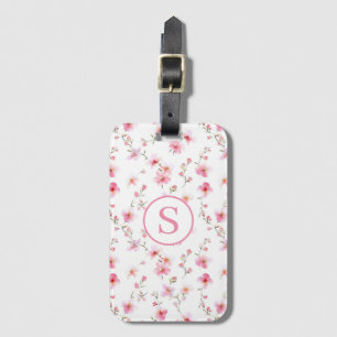 Personalized Pink Floral Luggage Tag