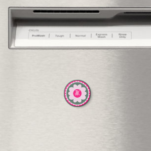 Personalized Pink Floral Magnet