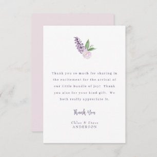 Personalized Pink Floral Message Thank You Card