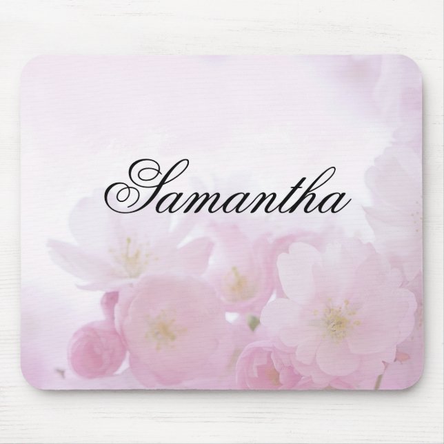 Personalized Pink Floral Mouse Pad (Front)