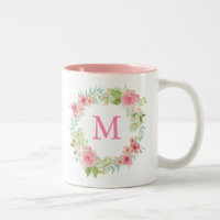 Personalized Pink Floral Mug