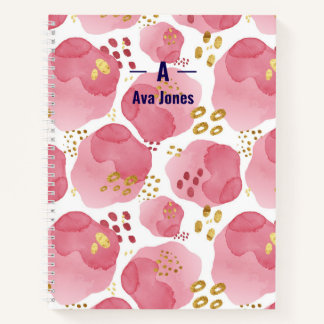 Personalized Pink Floral Notebook – Custom Name