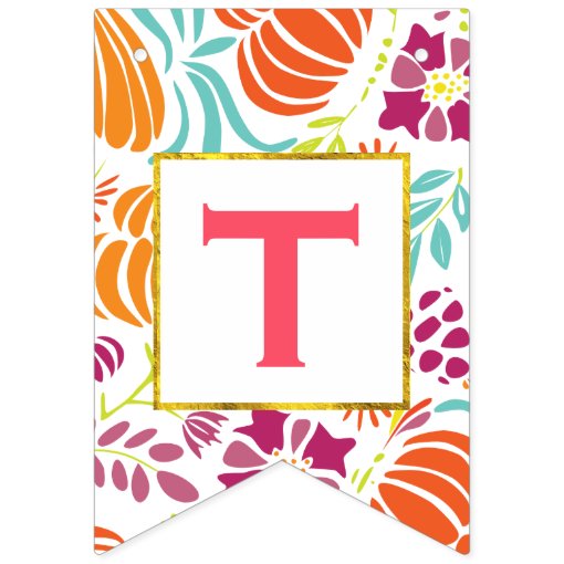 Personalized Pink Floral Patten Baby Girl Bunting Flags Zazzle
