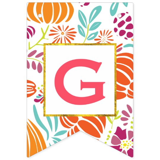 Personalized Pink Floral Patten Baby Girl Bunting Flags