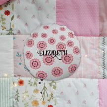 Personalized Pink Floral Pattern Round Pillow