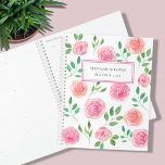 Personalized Pink Floral Planner<br><div class="desc">This pretty floral Planner is decorated with watercolor pink roses and green leaves.
Easily customizable.
Use the Design Tool option to change the text size,  style,  and color.
Because we create our artwork you won't find this exact image from other designers.
Original Watercolor © Michele Davies.</div>
