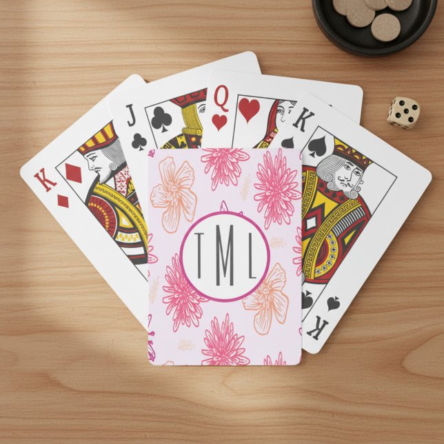 Personalized Pink Floral Poker Cards (Creator Uploaded)