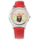 Personalized Pink Floral Red Panda Kid's Watch