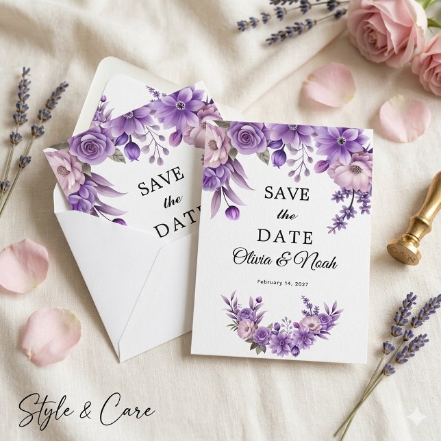 Personalized Pink Floral Save The Date Card (Personalized Pink Floral Save The Date Card)
