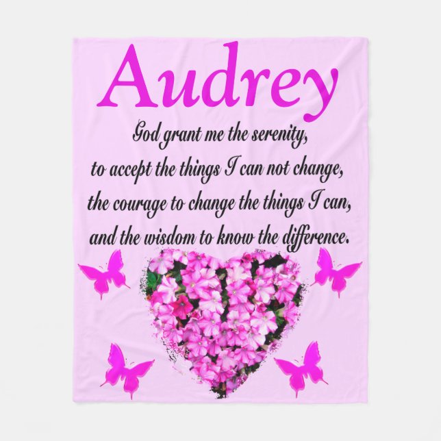 PERSONALIZED PINK FLORAL SERENITY PRAYER BLANKET (Front)