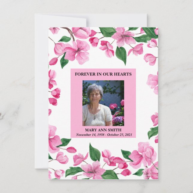 Personalized Pink Floral Sympathy Thank You Card (Front)