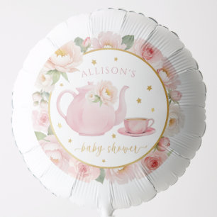 Personalized Pink Floral Tea Party Baby Shower Balloon