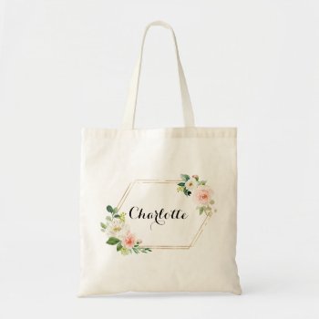 Personalized Pink Floral Tote Bag Bridesmaid by Precious_Presents at Zazzle