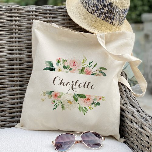 personalized Pink Floral Tote Bag Bridesmaid