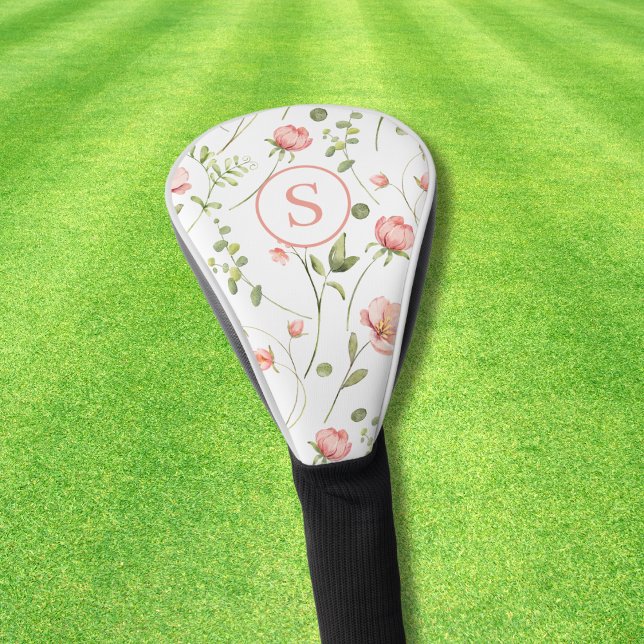 Personalized Pink Floral Watercolor Golf Head Cover (Creator Uploaded)